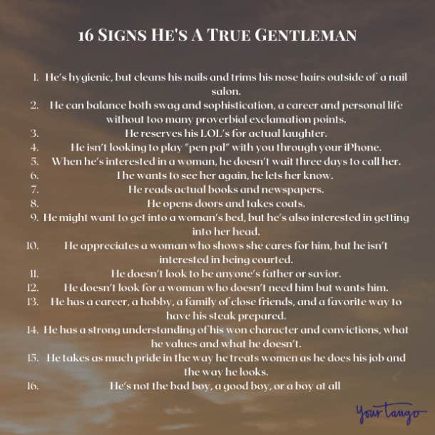 Signs he's a true gentleman