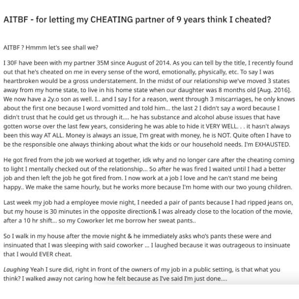 woman gets revenge on cheating boyfriend by making him think she cheated