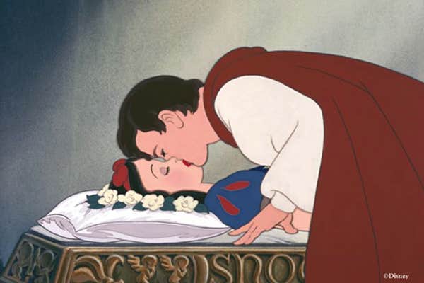Disney princess love lessons: It’s okay to kiss someone without permission
Prince Charming kissing Snow White in her glass coffin