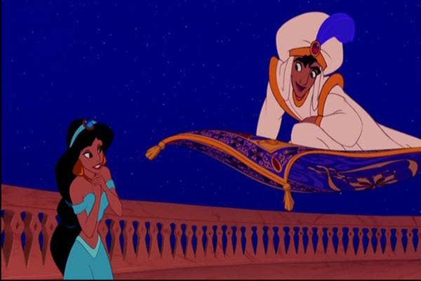 Disney princess love lessons: You can trust a dude with a magic carpet
Princess Jasmine looking at Aladdin as Prince Ali on his magic carpet in Aladdin