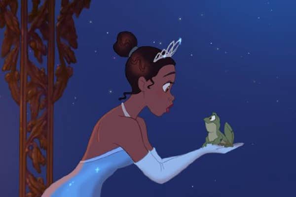 Disney princess love lessons: Kissing a frog to find your prince
Princess Tiana kissing a frog in The Princess and the Frog