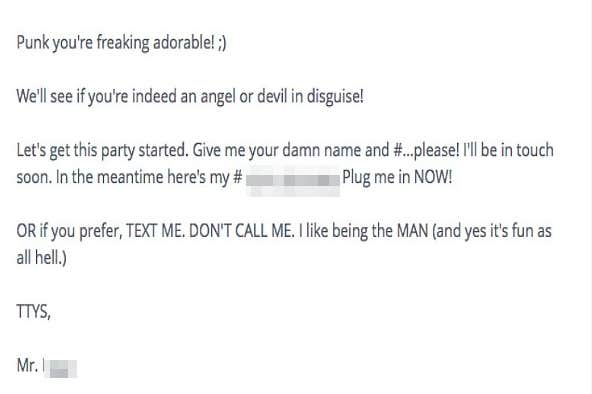 dating site message