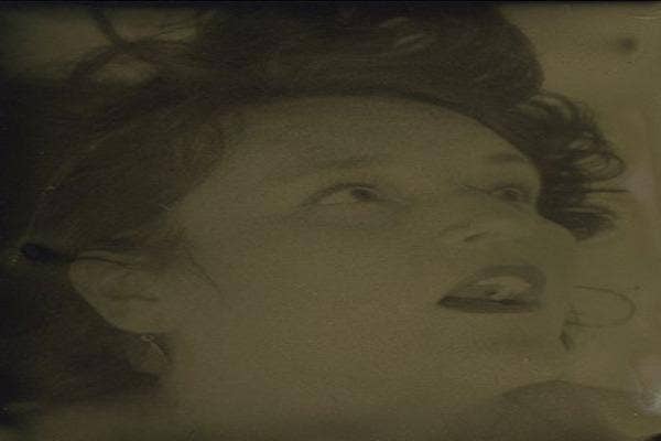 Woman eyes looking up
