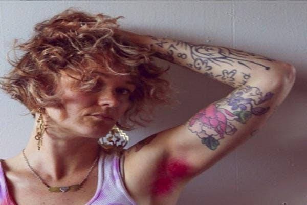 pink armpit hair and tattoos