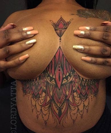 Tattoo on torso.