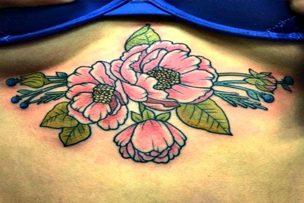 Lovely flowered tattoo.
