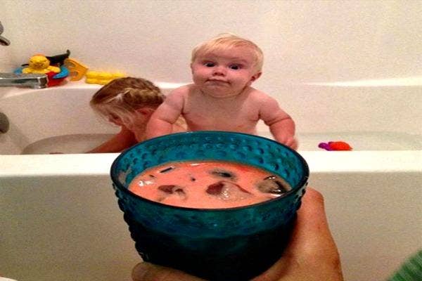 Kiddos in the bathtub.