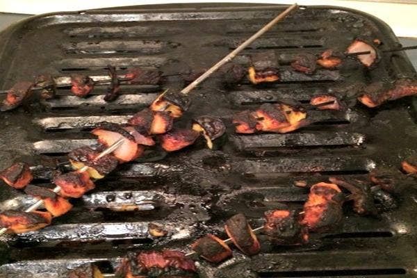 Burned meats.