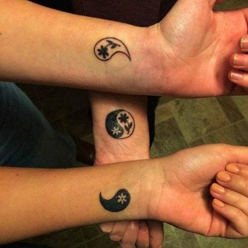 yin and yang mother daughter tattoos