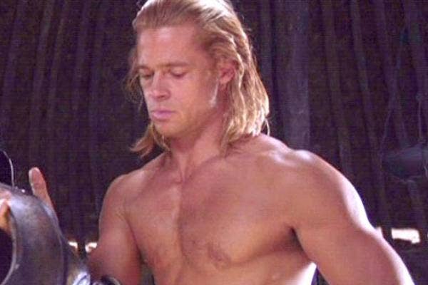 Brad Pitt shirtless as Achilles in Troy