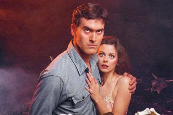 Bruce Campbell and Ellen Sandweiss in Evil Dead