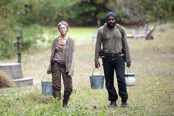 Melissa McBride as Carol Pelletier on The Walking Dead AMC with Chad Coleman as Tyreese