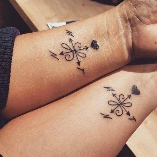 compass mother daughter tattoos