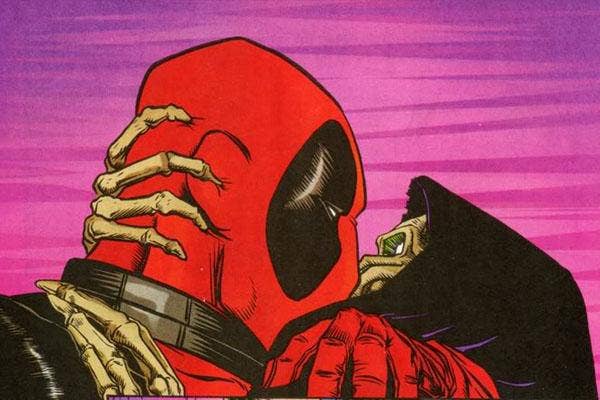 Super Dysfunctional Superhero Couples: Deadpool kisses Mistress Death