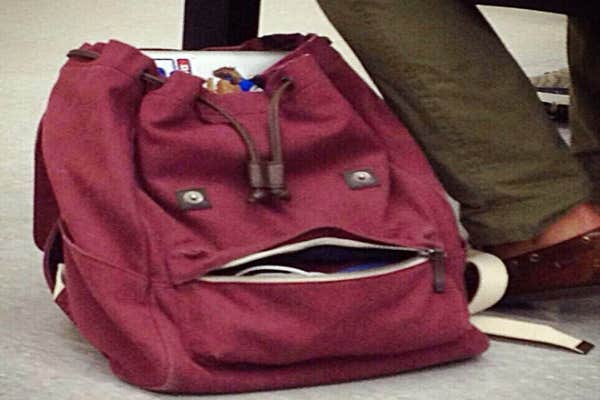 Red backpack face
