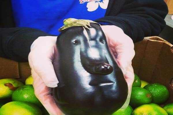 Eggplant face.