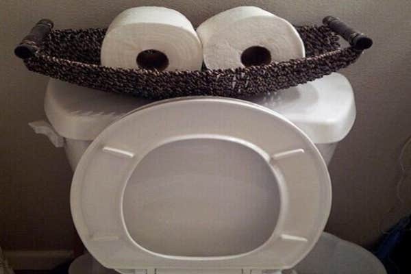 Toliet and toliet paper face.