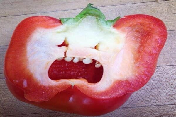 Half a red pepper face.