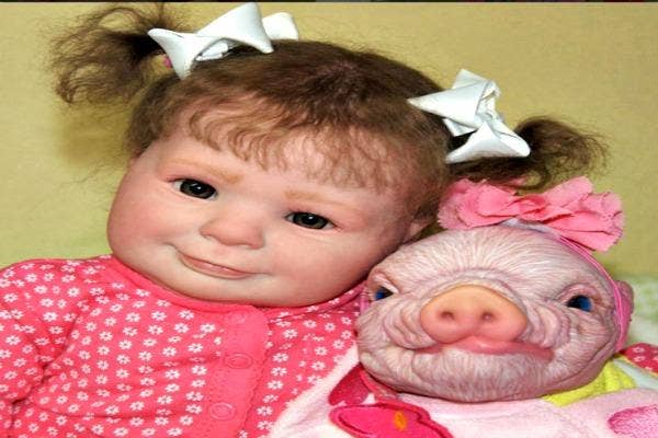 Girl with pig.