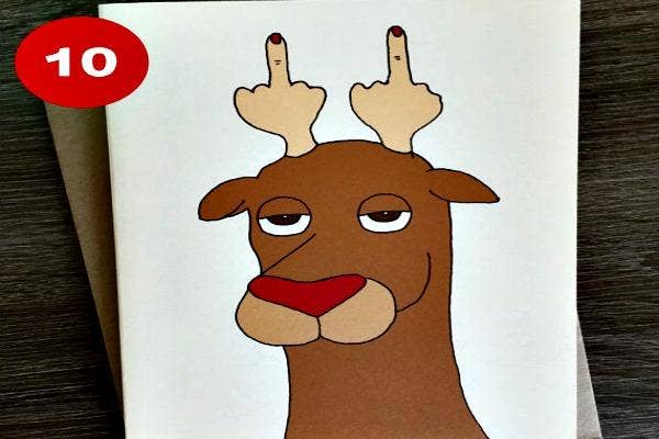 Reindeer with rude antlers.