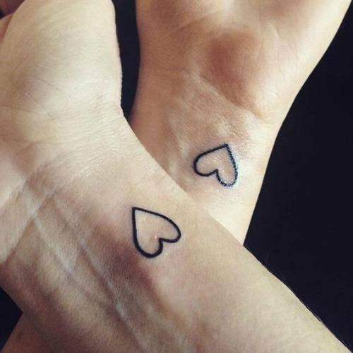 classic heart mother daughter tattoos