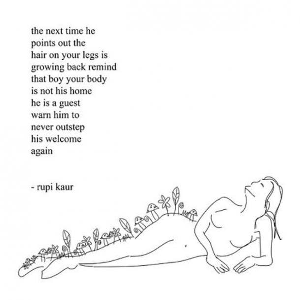 <strong>On body hair.</strong> rupi kaur poems strong woman quotes feminism