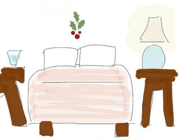 where to hang mistletoe above the bed