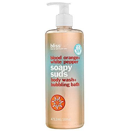 2. Bliss Blood Orange + White Pepper Soapy Suds Body Wash + Bubbling Bath best bubble bath