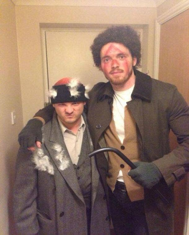 Harry and Marv from "Home Alone" might be too old for some to remember, but it's a cheap DIY costume that does the job. nostalgic halloween costume throwback