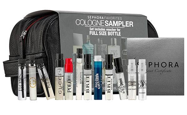 <b> HELP. I Can't Decide!</b>
<a href="http://seph.me/1LeXRrT" target="_blank">Sephora Favorites—Cologne Sampler—$60</a>
Still can't decide? Are you second-guessing your choices? If so, then it's time to bring in this bad boy: the cologne sampler. Sold only at Sephora, this is the easiest way to get your guy a scent he's sure to love.
Inside this black faux-leather wash bag, there are 12 mini men's cologne spray bottles. This allows your guy to try out a bunch of popular fragrances before finding THE ONE. Bonus: the set includes a voucher that you can bring to Sephora and trade in for one of the fragrances.
<i>Boom.</i> Shopping done. Sephora Favorites