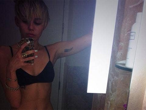 Miley Cyrus captioned this photo "My hair is getting so long!" But the attention-hungry starlet knows damn well that no one was looking at her cropped coif <a href="http://instagram.com/mileycyrus/">instagram.com</a>