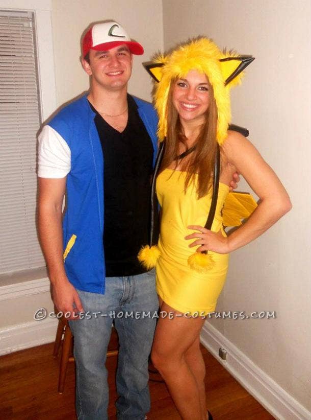 Ash and Pikachu Pokemon Pikachu Ash Video Game Cosplay Halloween Costume Ideas