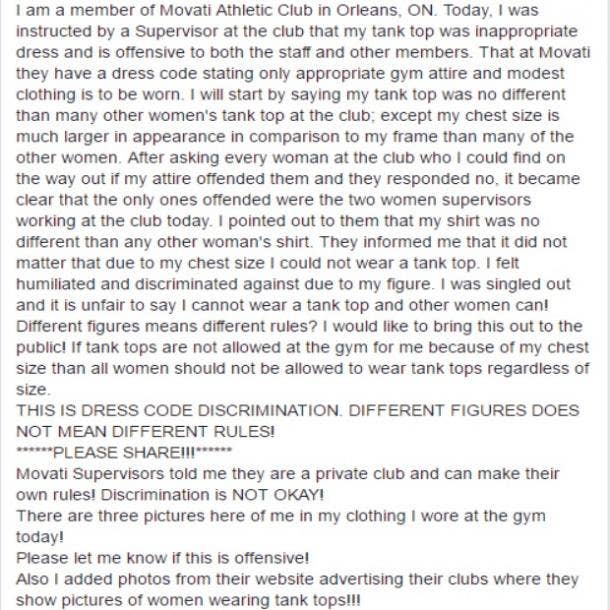 Why A Gym Told A Woman Her Tank Top Made People Uncomfortable - 83
