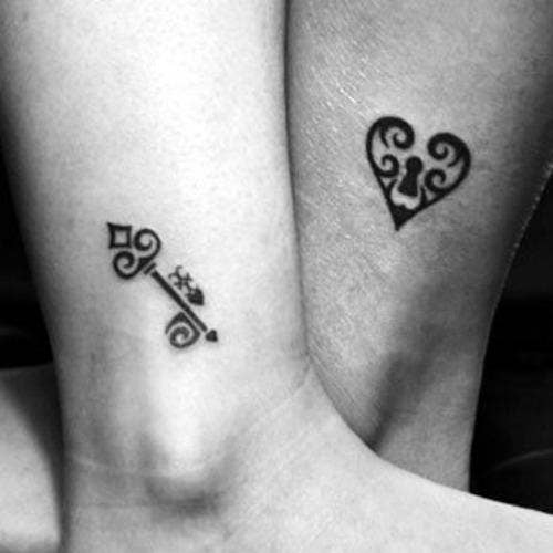 lock and key mother daughter tattoos