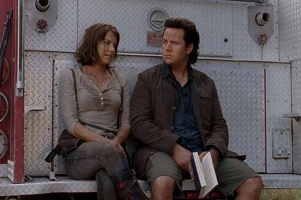 Lauren Cohan Maggie the Walking Dead AMC Eugene Porter Josh McDermitt firetruck