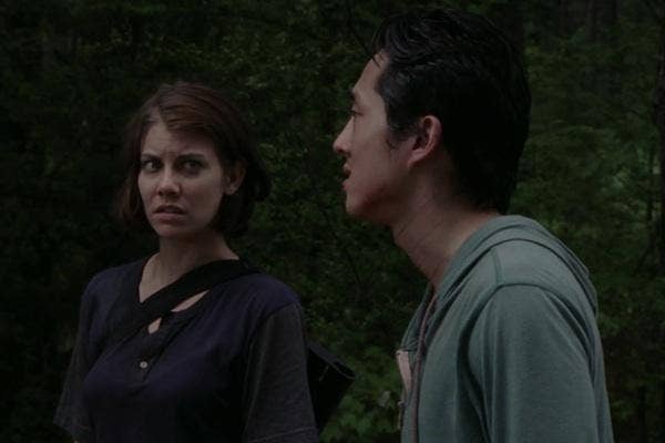 Steven Yeun and Lauren Cohan as Glenn and Maggie from The Walking Dead AMC