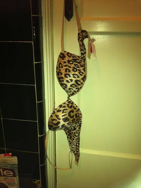 bra hanging on door