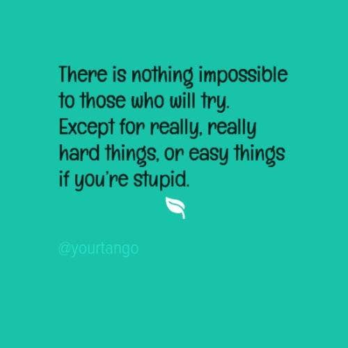 There is nothing impossible to those who will try. Except for really, really hard things, or easy things if you're stupid.