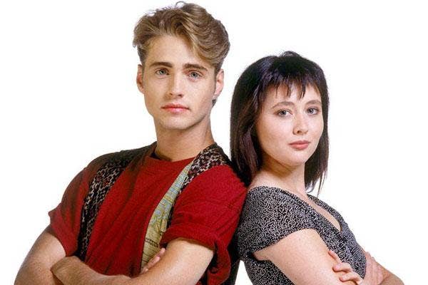 Jason Priestley and Shannen Doherty as Brandon and Brenda on Beverly Hills 90210