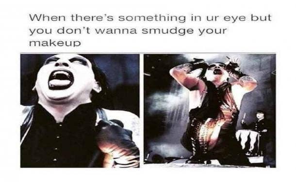 messing up makeup when something in eye