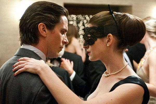 Super Dysfunctional Superhero Couples: Christian Bale and Anne Hathaway as Bruce Wayne and Selina Kyle in &quot;The Dark Knight Rises&quot;
