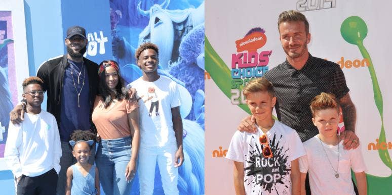 Celeb-famous-stay-at-home-dads Left: LeBron James and kids. Right: David Beckham and kids.