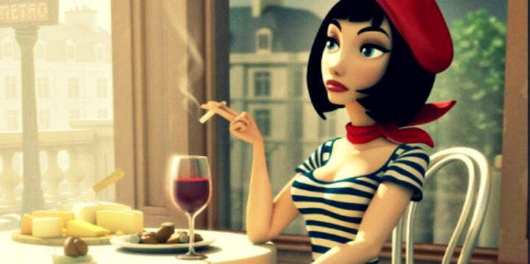 french woman with wine french woman with wine