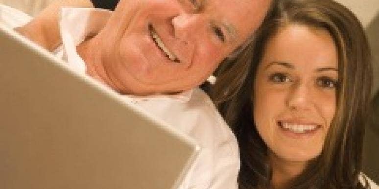 Smiling father and daughter Smiling father and daughter