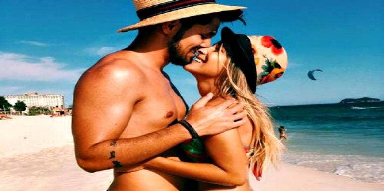 Couple in hats at the beach. Couple in hats at the beach.