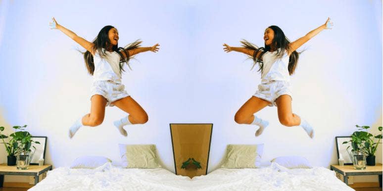 100 Best Friday Memes To Share On Facebook When You're READY For The Weekend woman in the air jumping on bed