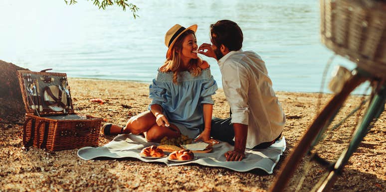 couple having romantic picnic