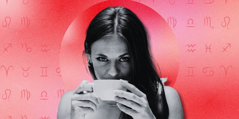 woman sipping tea and zodiac signs