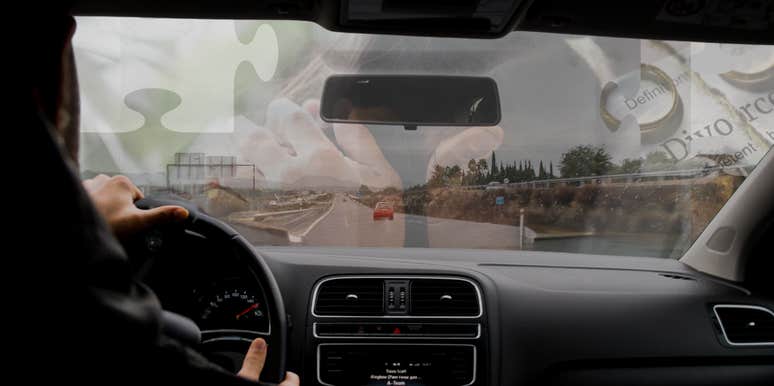 man driving thinking about ending his marriage
