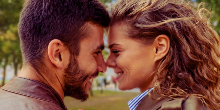 Woman is going to break up with a man because of his kissing style.